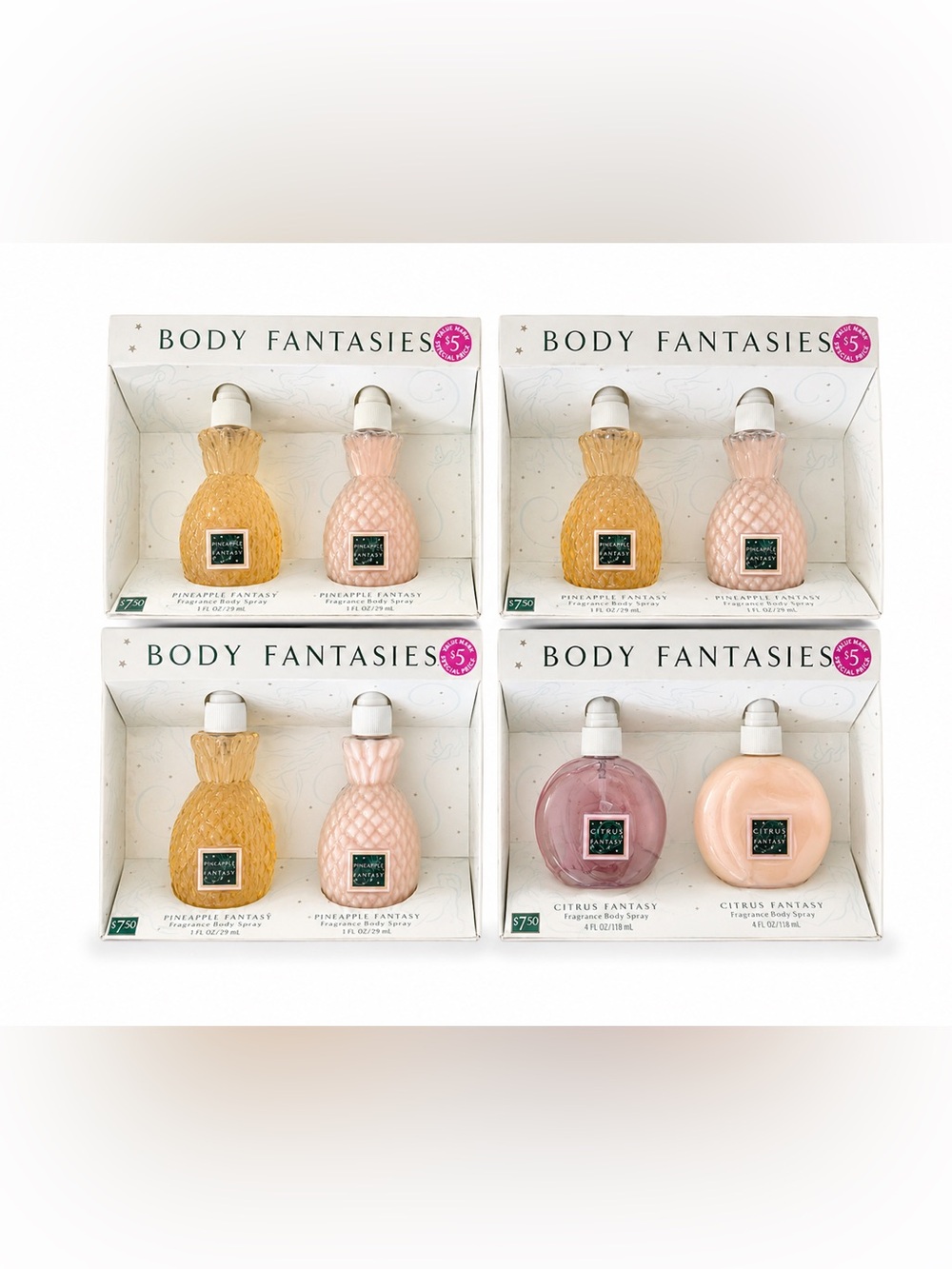 Parfums de Coeur body‎ fantasies Pineapple  Fantasies 2 piece set Of 4 New RARE